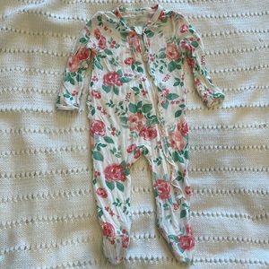 Angel Dear baby girl floral zipper footie pajama 3-6 months